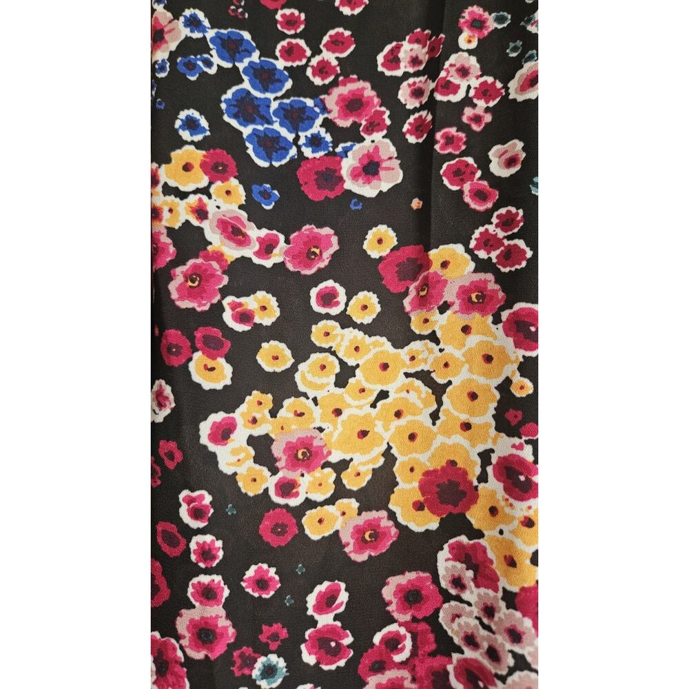 Adrienne Vittadini Womens L Blouse Floral Pullover Smocked Neck L/S - Picture 6 of 11